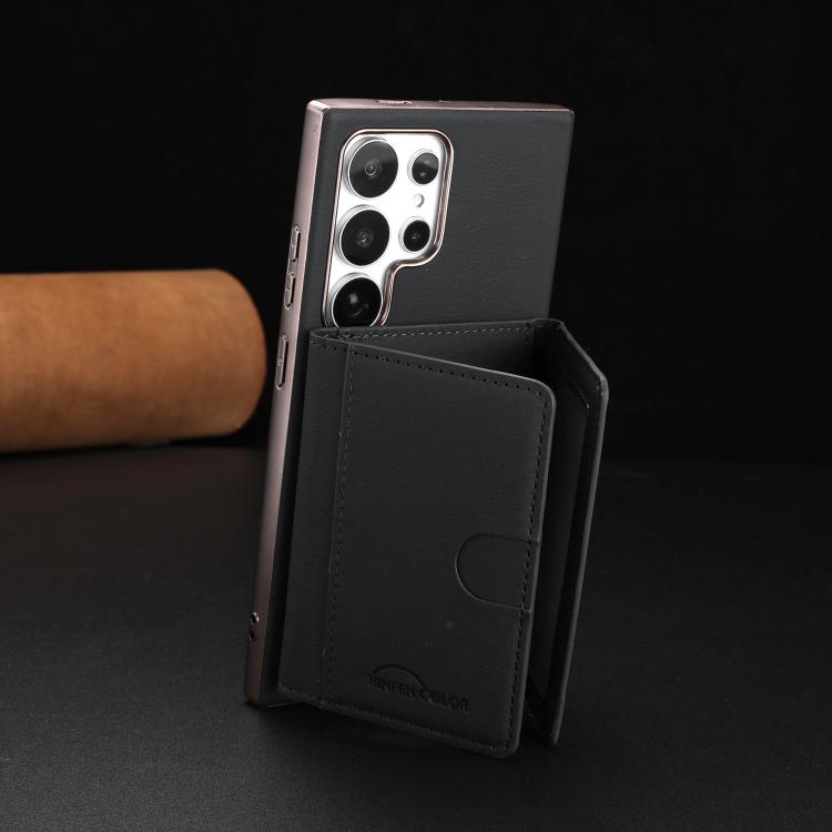 For Samsung Galaxy S25 Ultra 5G Solid Color Horizontal Magnetic Card Bag RFID MagSafe Phone Case