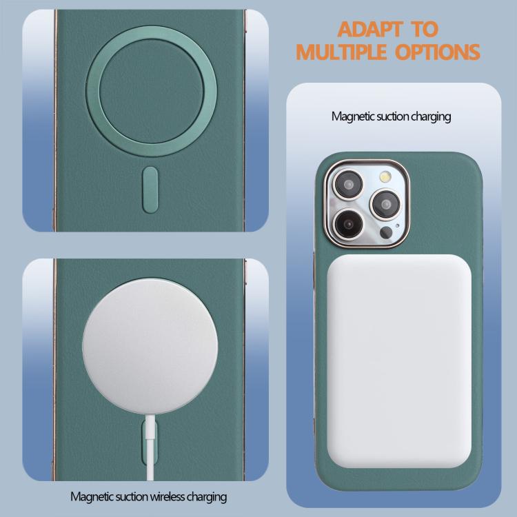 For iPhone 15 Pro Max Solid Color Plating MagSafe Full Coverage Phone Case