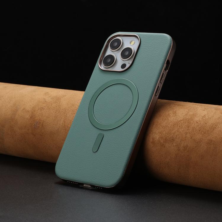 For iPhone 15 Pro Max Solid Color Plating MagSafe Full Coverage Phone Case