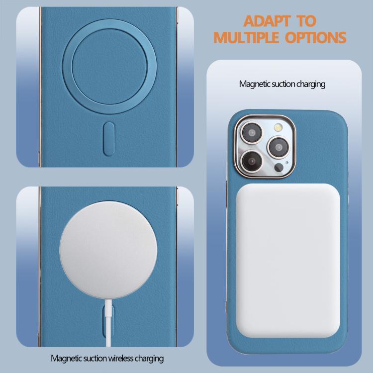 For iPhone 15 Pro Max Solid Color Plating MagSafe Full Coverage Phone Case