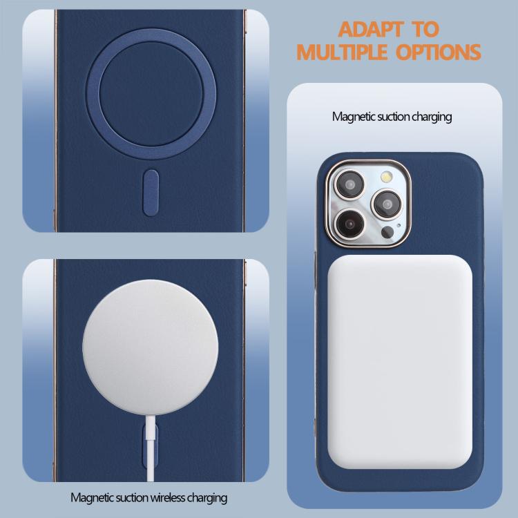 For iPhone 15 Pro Max Solid Color Plating MagSafe Full Coverage Phone Case