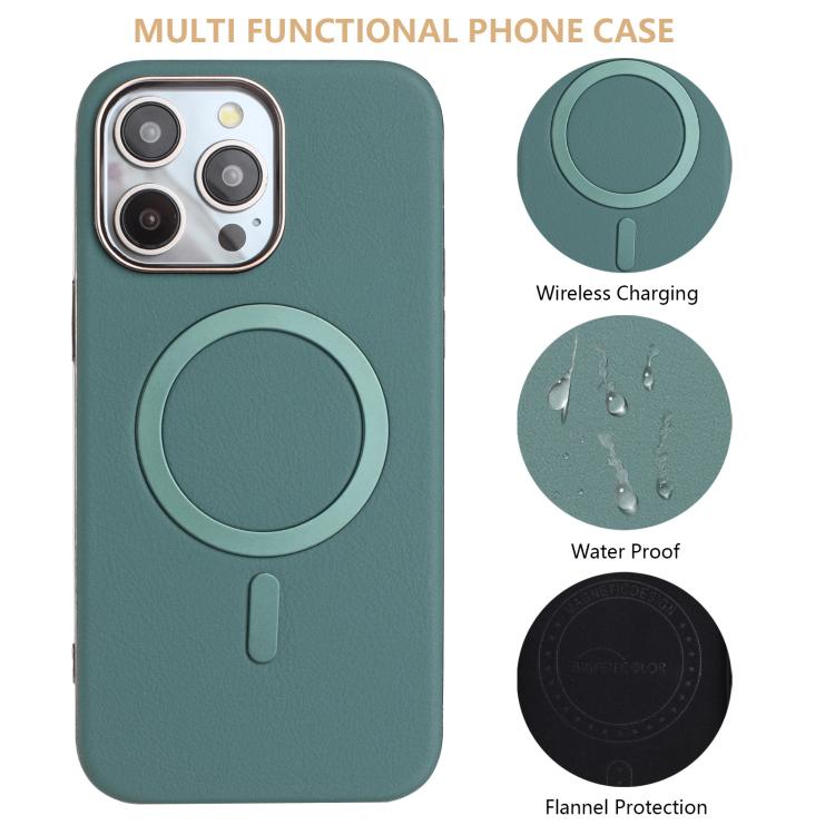 For iPhone 15 Pro Solid Color Plating MagSafe Full Coverage Phone Case