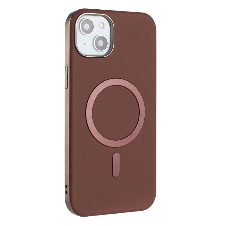 For iPhone 15 Plus Solid Color Plating MagSafe Full Coverage Phone Case