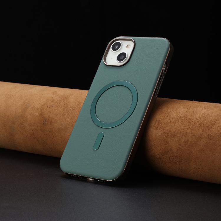 For iPhone 14 Plus Solid Color Plating MagSafe Full Coverage Phone Case