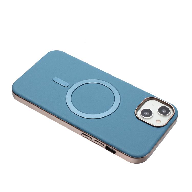 For iPhone 14 Plus Solid Color Plating MagSafe Full Coverage Phone Case
