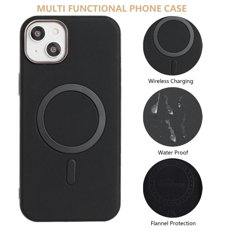 For iPhone 14 Plus Solid Color Plating MagSafe Full Coverage Phone Case