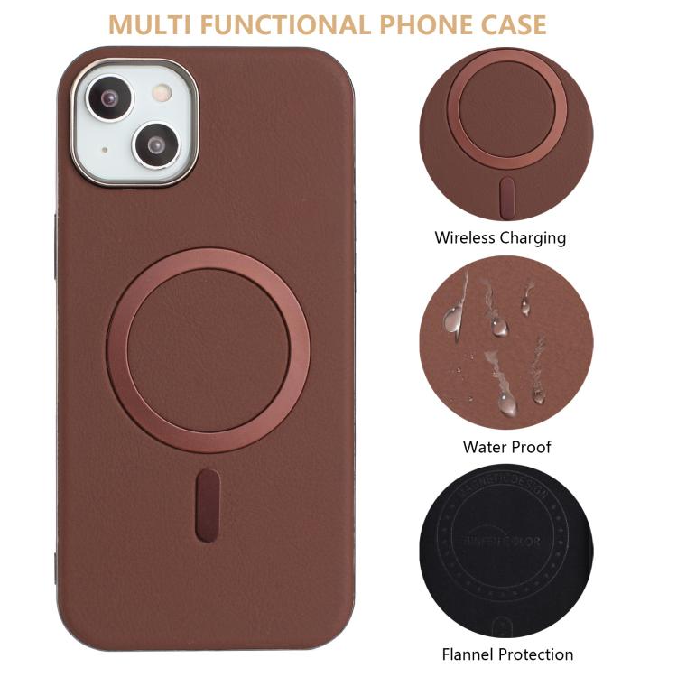 For iPhone 14 Plus Solid Color Plating MagSafe Full Coverage Phone Case