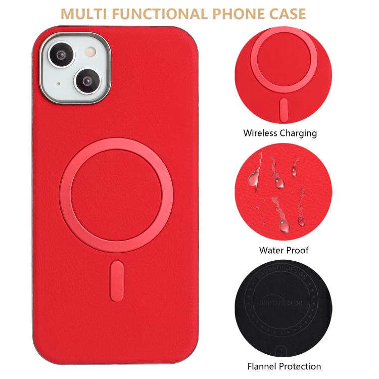 For iPhone 14 Solid Color Plating MagSafe Full Coverage Phone Case