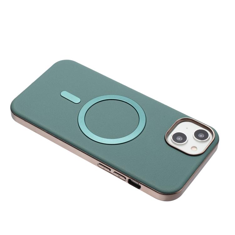 For iPhone 14 Solid Color Plating MagSafe Full Coverage Phone Case