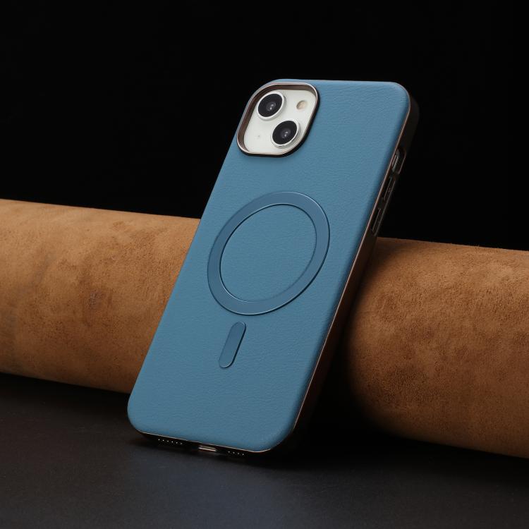 For iPhone 14 Solid Color Plating MagSafe Full Coverage Phone Case