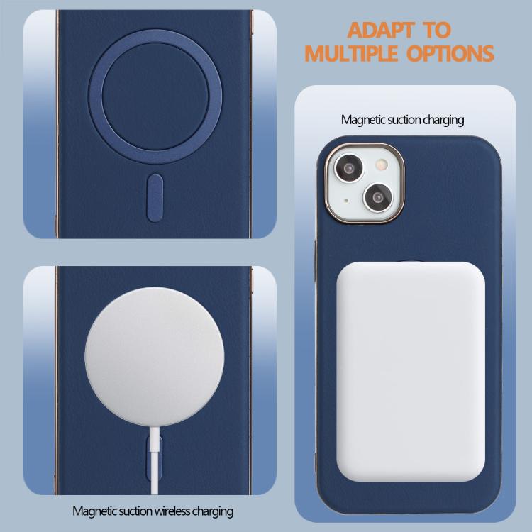 For iPhone 14 Solid Color Plating MagSafe Full Coverage Phone Case