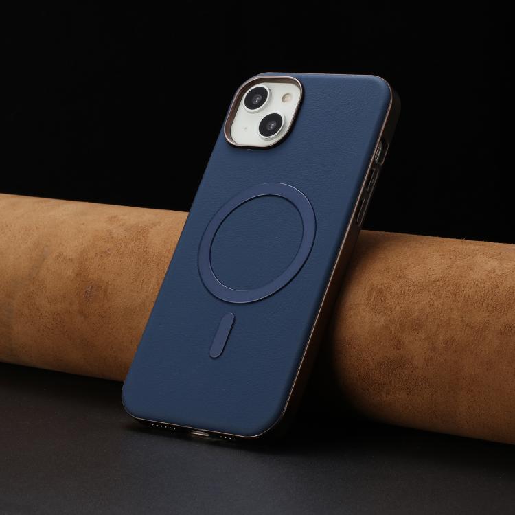 For iPhone 14 Solid Color Plating MagSafe Full Coverage Phone Case