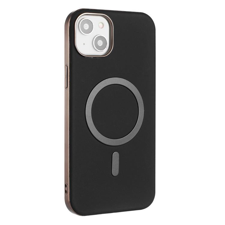 For iPhone 14 Solid Color Plating MagSafe Full Coverage Phone Case