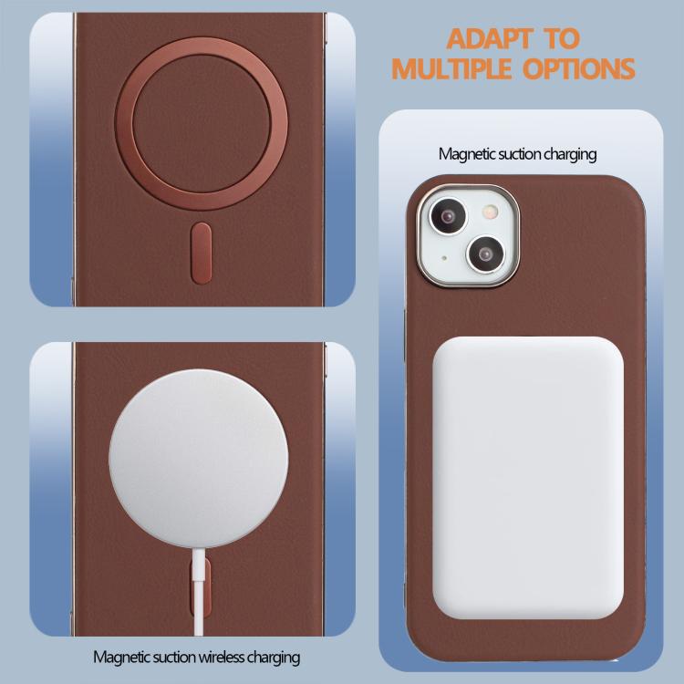For iPhone 14 Solid Color Plating MagSafe Full Coverage Phone Case