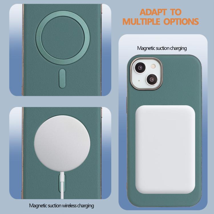 For iPhone 13 Solid Color Plating MagSafe Full Coverage Phone Case