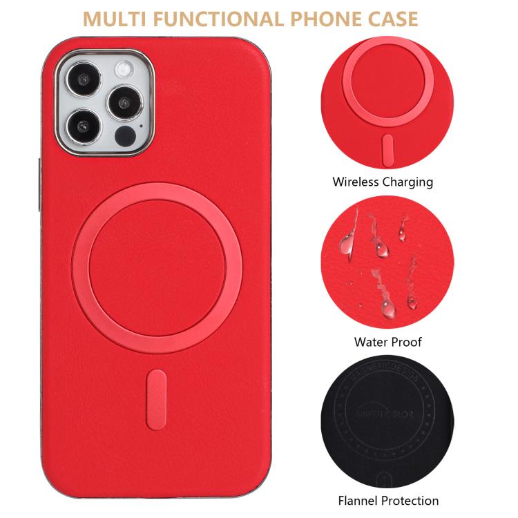For iPhone 12 / 12 Pro Solid Color Plating MagSafe Full Coverage Phone Case