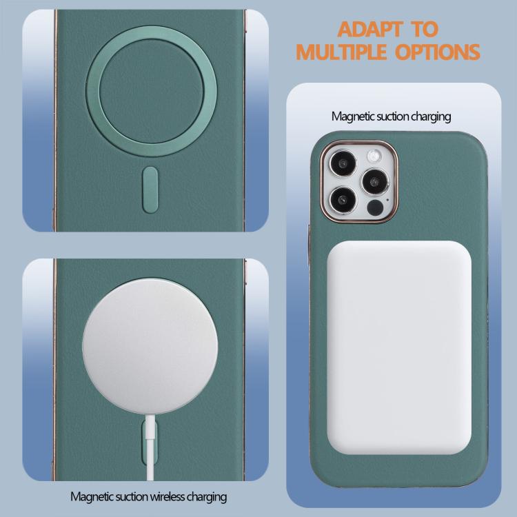 For iPhone 12 / 12 Pro Solid Color Plating MagSafe Full Coverage Phone Case