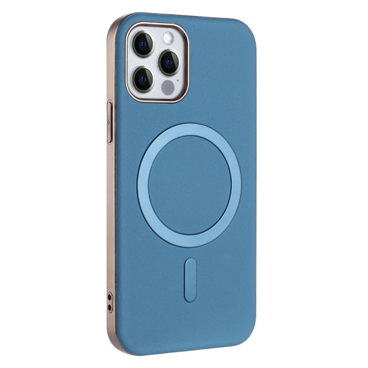 For iPhone 12 / 12 Pro Solid Color Plating MagSafe Full Coverage Phone Case