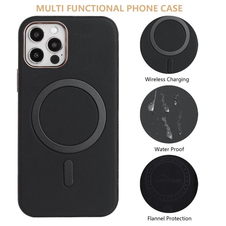For iPhone 12 / 12 Pro Solid Color Plating MagSafe Full Coverage Phone Case