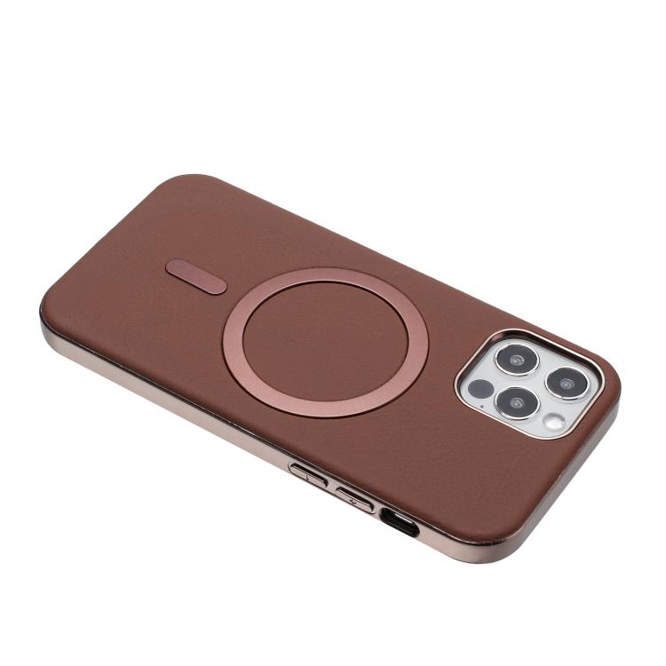 For iPhone 12 / 12 Pro Solid Color Plating MagSafe Full Coverage Phone Case