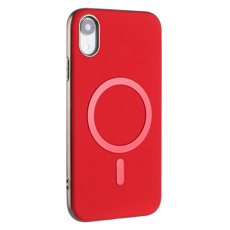 For iPhone XR Solid Color Plating MagSafe Full Coverage Phone Case