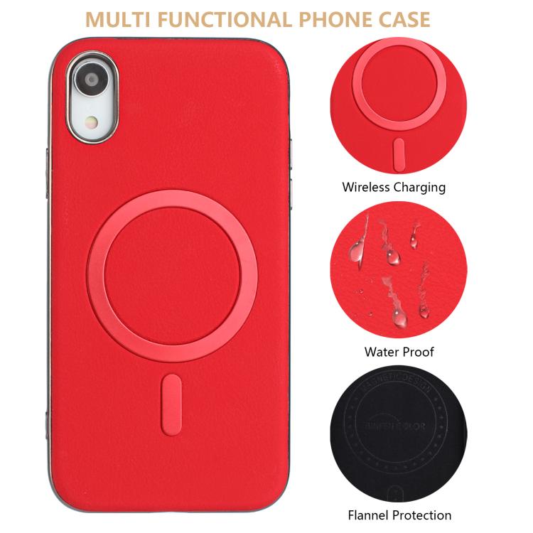For iPhone XR Solid Color Plating MagSafe Full Coverage Phone Case