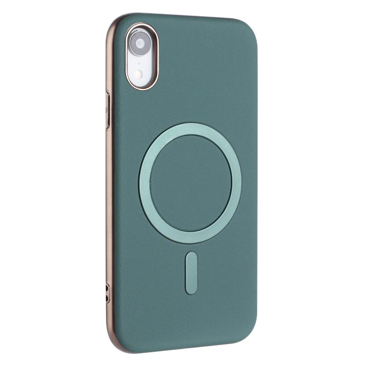 For iPhone XR Solid Color Plating MagSafe Full Coverage Phone Case