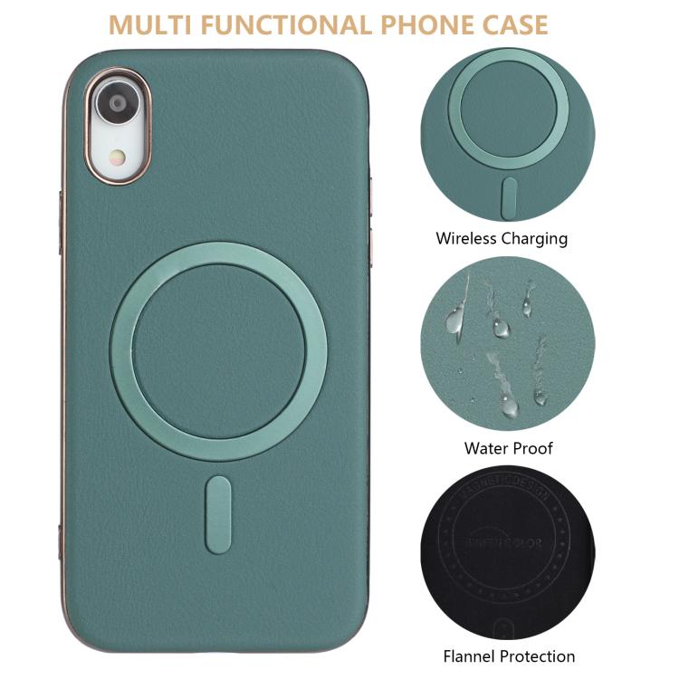 For iPhone XR Solid Color Plating MagSafe Full Coverage Phone Case