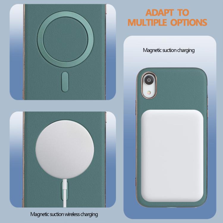 For iPhone XR Solid Color Plating MagSafe Full Coverage Phone Case