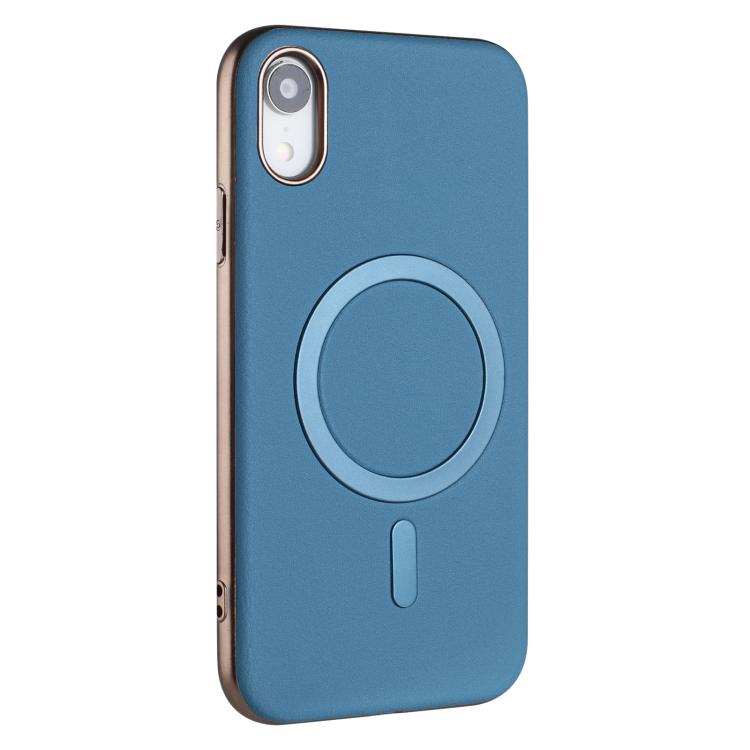 For iPhone XR Solid Color Plating MagSafe Full Coverage Phone Case