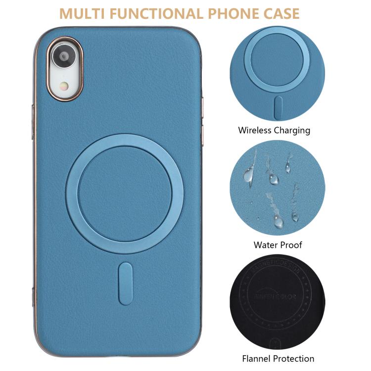 For iPhone XR Solid Color Plating MagSafe Full Coverage Phone Case
