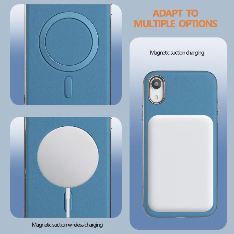 For iPhone XR Solid Color Plating MagSafe Full Coverage Phone Case