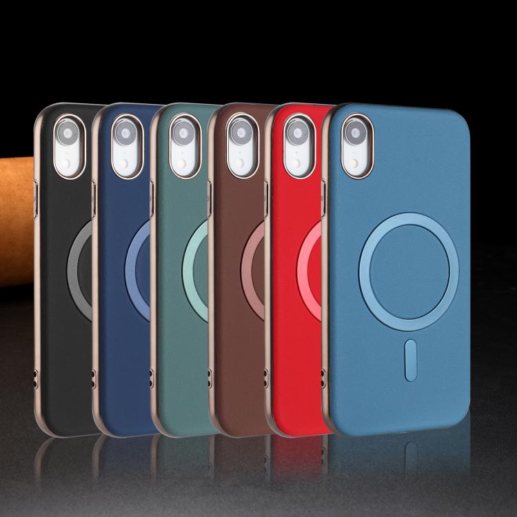 For iPhone XR Solid Color Plating MagSafe Full Coverage Phone Case