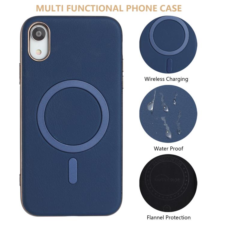 For iPhone XR Solid Color Plating MagSafe Full Coverage Phone Case