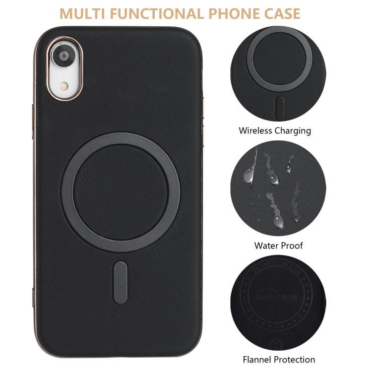 For iPhone XR Solid Color Plating MagSafe Full Coverage Phone Case