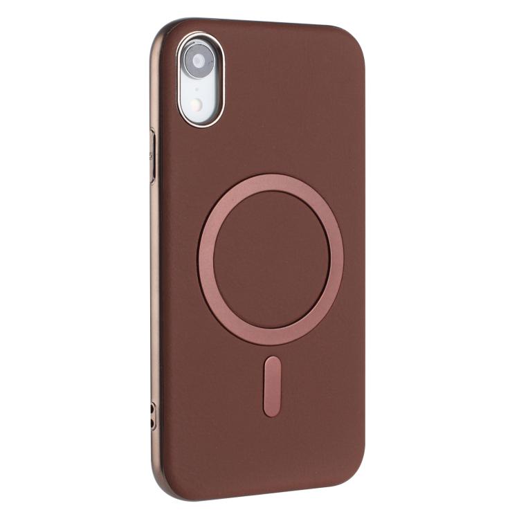 For iPhone XR Solid Color Plating MagSafe Full Coverage Phone Case