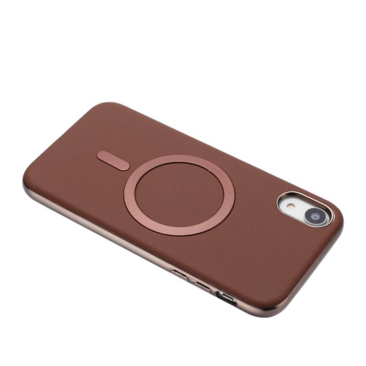 For iPhone XR Solid Color Plating MagSafe Full Coverage Phone Case