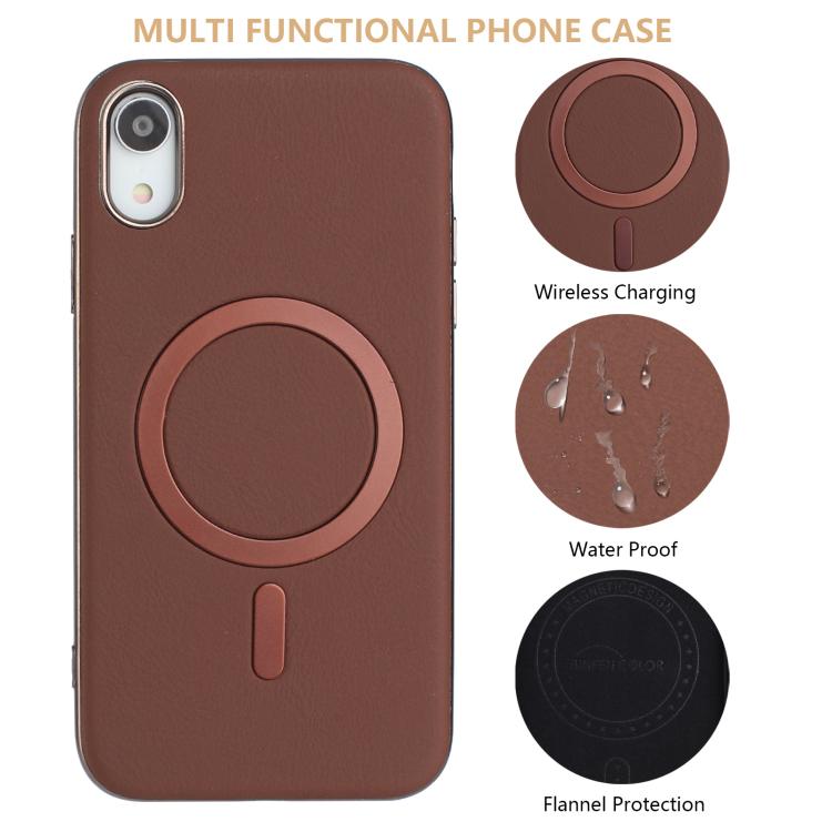For iPhone XR Solid Color Plating MagSafe Full Coverage Phone Case