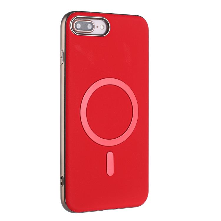 For iPhone 8 Plus / 7 Plus Solid Color Plating MagSafe Full Coverage Phone Case