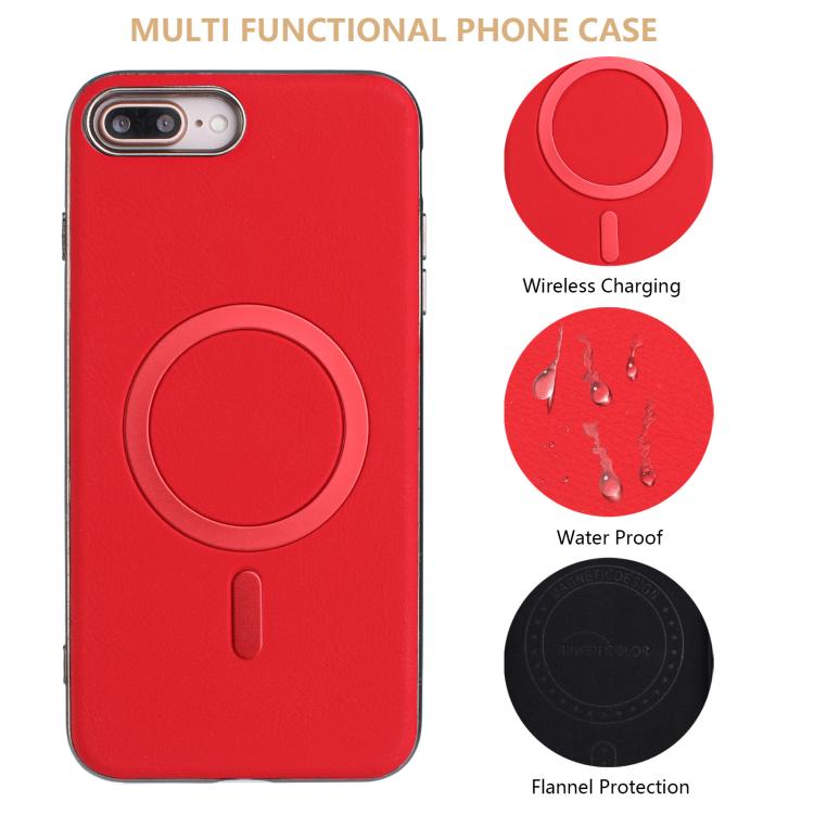 For iPhone 8 Plus / 7 Plus Solid Color Plating MagSafe Full Coverage Phone Case