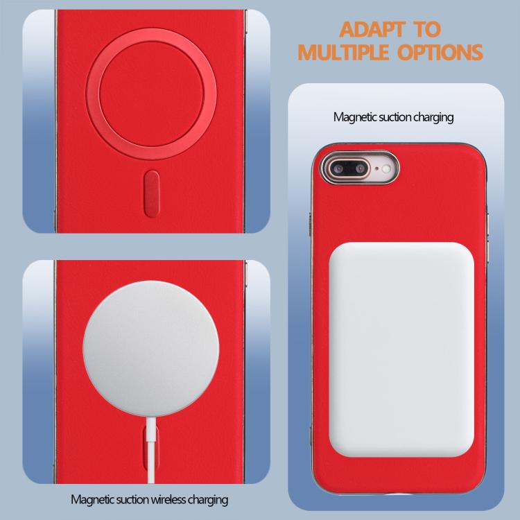 For iPhone 8 Plus / 7 Plus Solid Color Plating MagSafe Full Coverage Phone Case