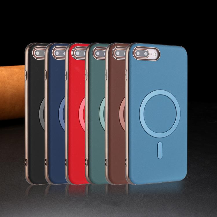 For iPhone 8 Plus / 7 Plus Solid Color Plating MagSafe Full Coverage Phone Case