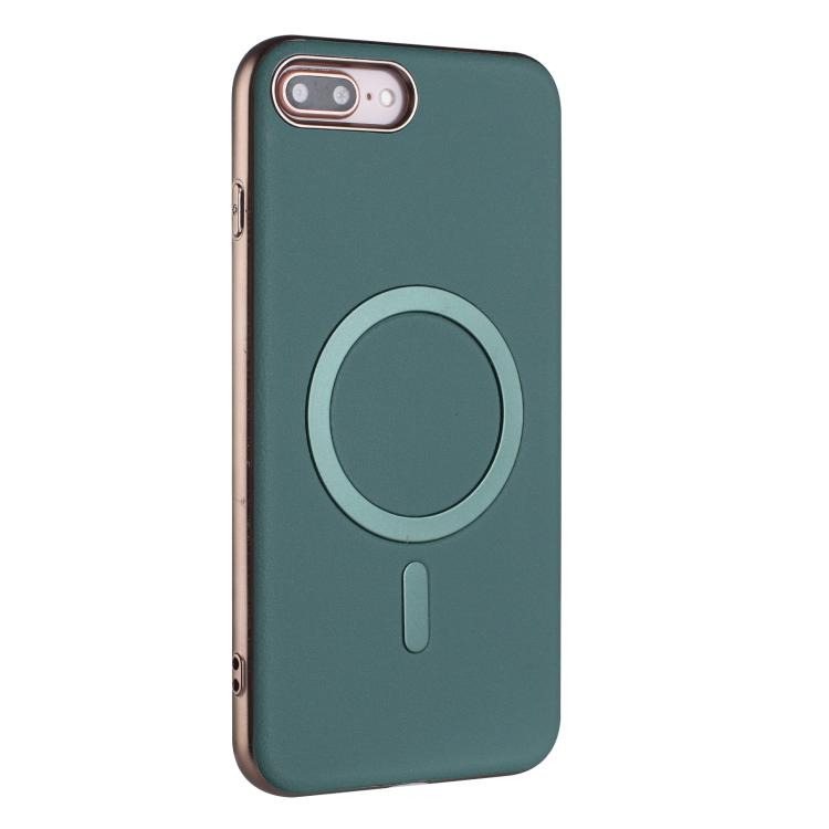For iPhone 8 Plus / 7 Plus Solid Color Plating MagSafe Full Coverage Phone Case