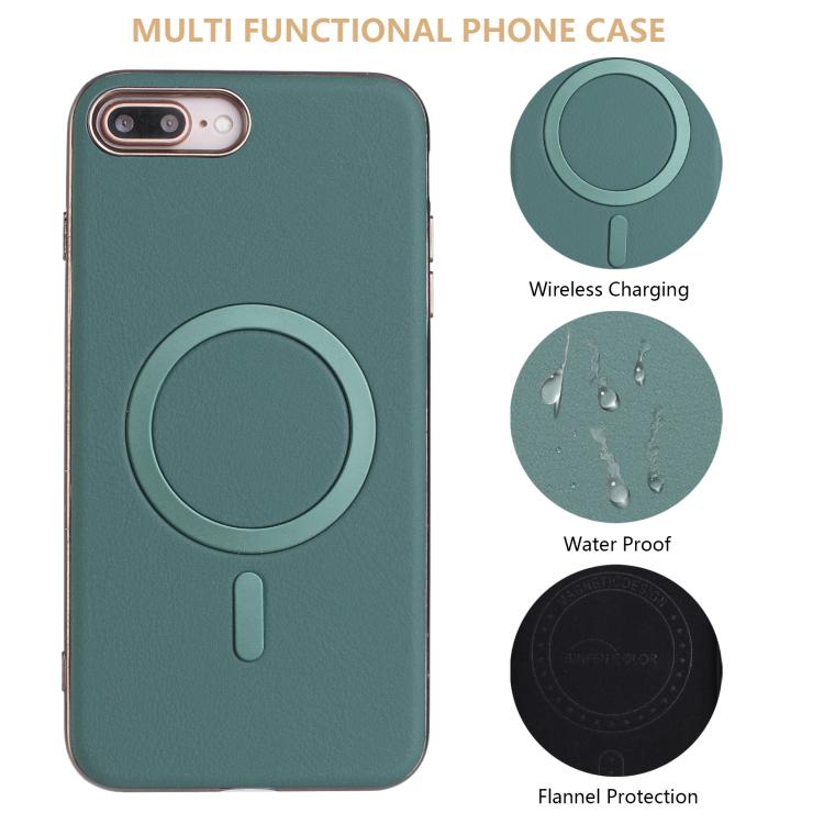For iPhone 8 Plus / 7 Plus Solid Color Plating MagSafe Full Coverage Phone Case