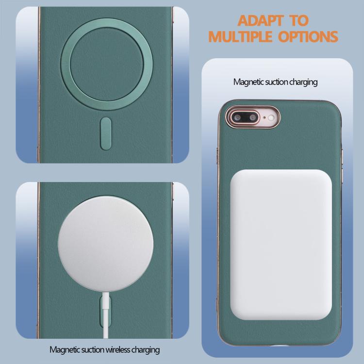 For iPhone 8 Plus / 7 Plus Solid Color Plating MagSafe Full Coverage Phone Case