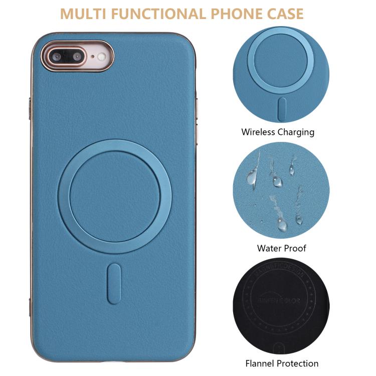 For iPhone 8 Plus / 7 Plus Solid Color Plating MagSafe Full Coverage Phone Case