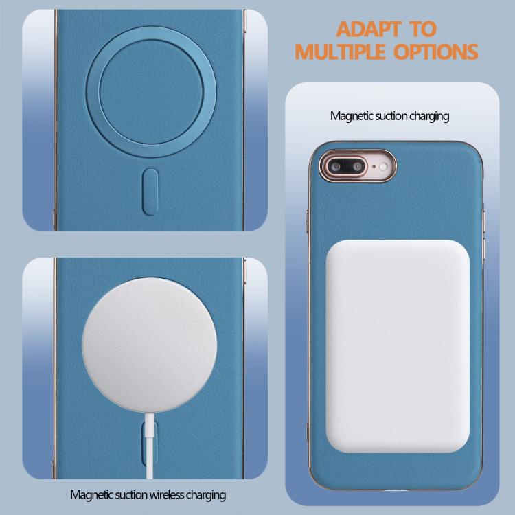 For iPhone 8 Plus / 7 Plus Solid Color Plating MagSafe Full Coverage Phone Case