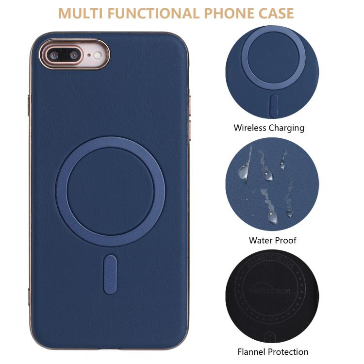 For iPhone 8 Plus / 7 Plus Solid Color Plating MagSafe Full Coverage Phone Case