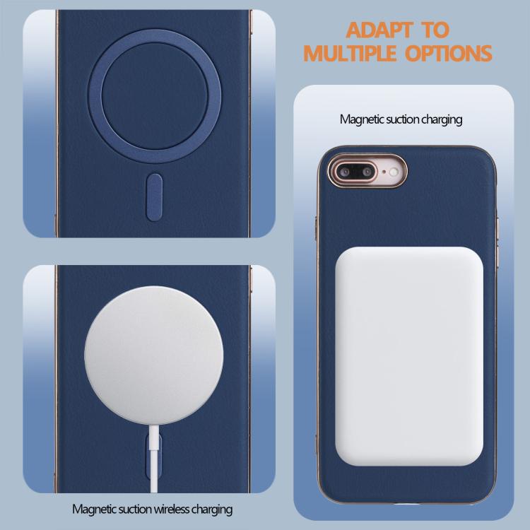 For iPhone 8 Plus / 7 Plus Solid Color Plating MagSafe Full Coverage Phone Case