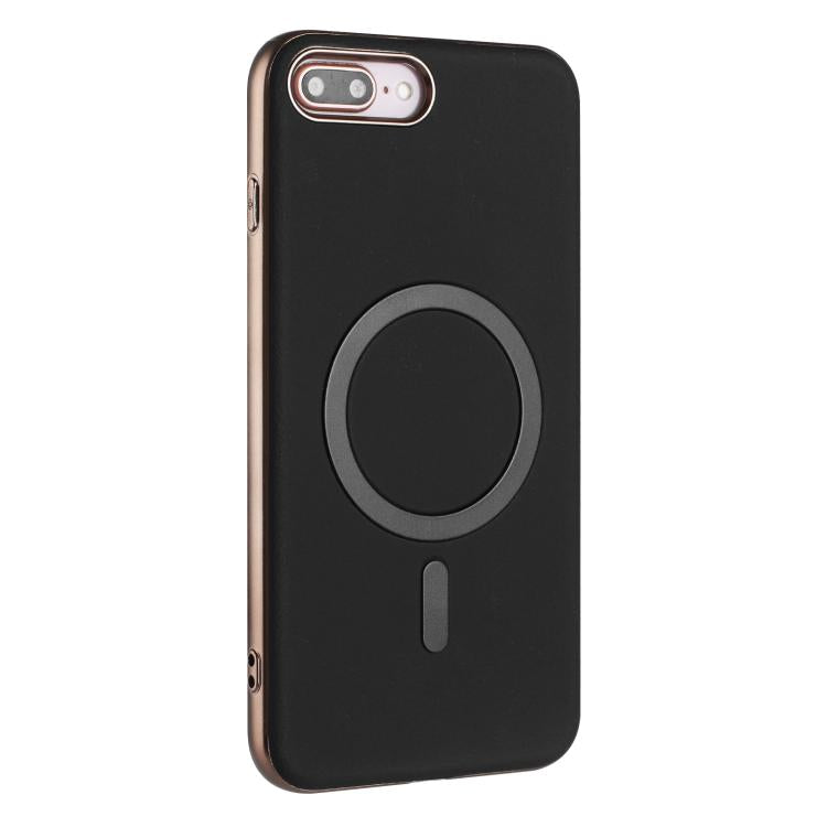 For iPhone 8 Plus / 7 Plus Solid Color Plating MagSafe Full Coverage Phone Case